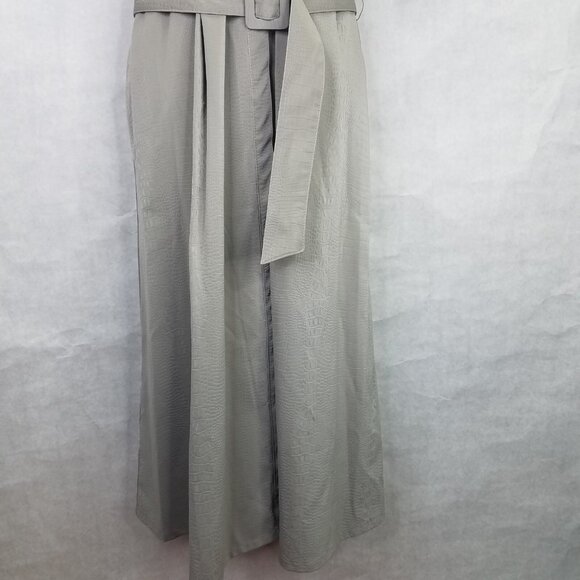 ALFANI Maxi Dress Women's 12 Gray Faux Leather Short Sleeve Belted Button Up NWT - Picture 5 of 16